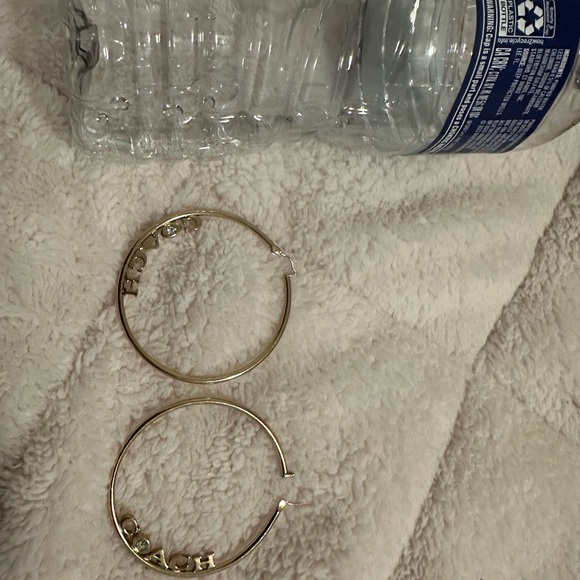 Coach Gold-Tone Logo Hoop Earrings - Picture 2 of 2